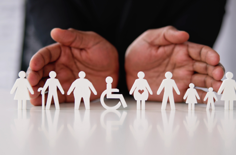 cutouts of different people with physical needs