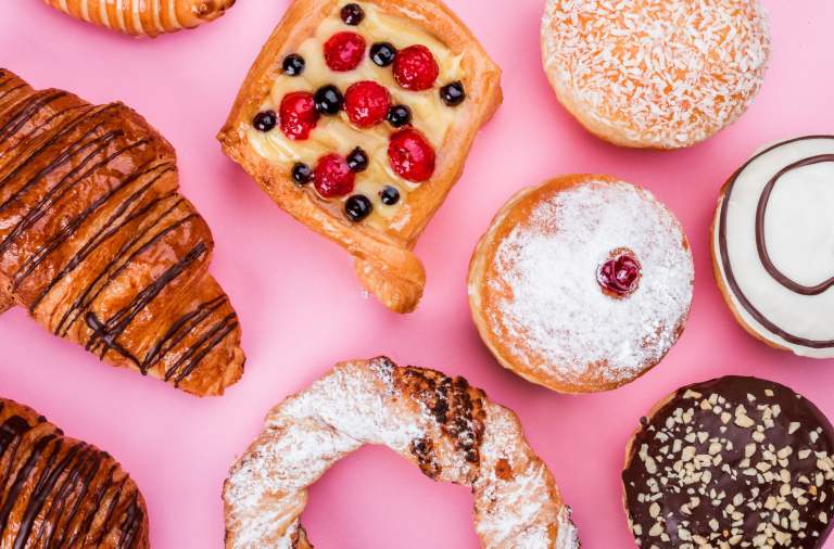Various cakes and buns