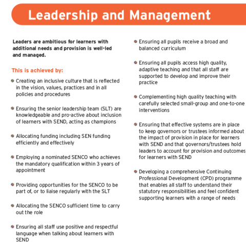 Screenshot of leadership and management page