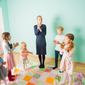 Early Years children with teacher